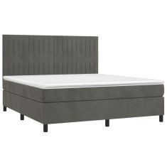 Greatstore Box spring postel s matrací tmavě šedá 180x200 cm samet