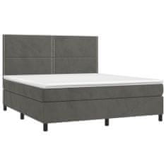 Greatstore Box spring postel s matrací tmavě šedá 160x200 cm samet