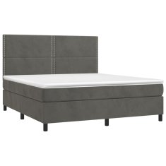 Greatstore Box spring postel s matrací tmavě šedá 180x200 cm samet