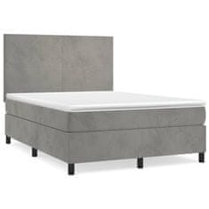 Greatstore Box spring postel s matrací světle šedá 140x190 cm samet