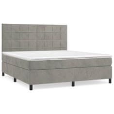 Greatstore Box spring postel s matrací světle šedá 180x200 cm samet