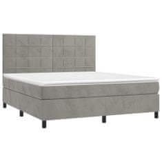 Greatstore Box spring postel s matrací světle šedá 180x200 cm samet