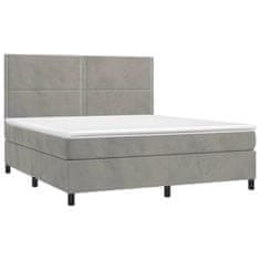 Greatstore Box spring postel s matrací světle šedá 180x200 cm samet