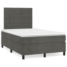 Vidaxl Box spring postel s matrací tmavě šedá 120 x 200 cm samet