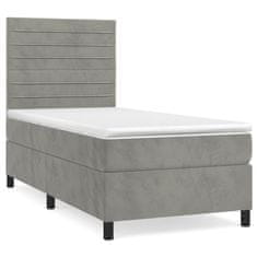 Greatstore Box spring postel s matrací světle šedá 100x200 cm samet