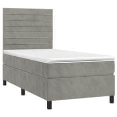 Greatstore Box spring postel s matrací světle šedá 100x200 cm samet