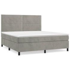 Greatstore Box spring postel s matrací světle šedá 180x200 cm samet