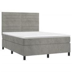 Greatstore Box spring postel s matrací světle šedá 140x200 cm samet