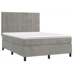 Greatstore Box spring postel s matrací světle šedá 140x190 cm samet