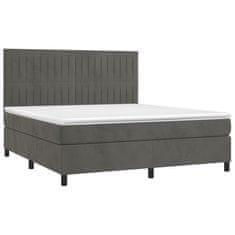 Greatstore Box spring postel s matrací tmavě šedá 160x200 cm samet