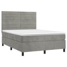 Greatstore Box spring postel s matrací světle šedá 140x190 cm samet