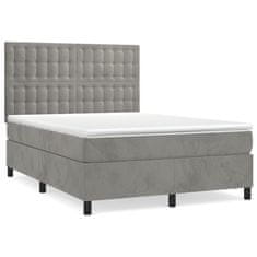 Greatstore Box spring postel s matrací světle šedá 140x190 cm samet