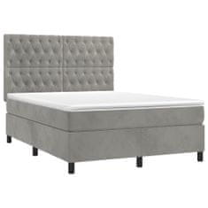 Greatstore Box spring postel s matrací světle šedá 140x190 cm samet