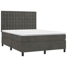 Greatstore Box spring postel s matrací tmavě šedý 140 x 190 cm samet