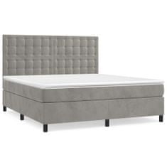 Greatstore Box spring postel s matrací světle šedá 160x200 cm samet