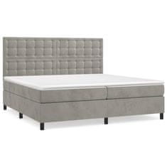 Greatstore Box spring postel s matrací světle šedá 200x200 cm samet