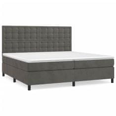 Greatstore Box spring postel s matrací tmavě šedá 200x200 cm samet