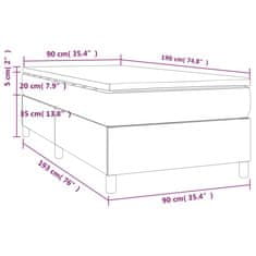 Greatstore Box spring postel s matrací tmavě šedá 90x190 cm samet