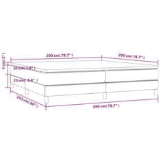 Greatstore Box spring postel s matrací tmavě šedá 200x200 cm samet