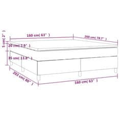 Vidaxl Box spring postel s matrací tmavě šedá 160x200 cm samet