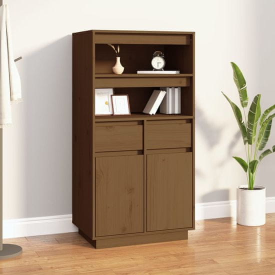 Greatstore Skříň highboard medově hnědá 60x40x116,5 cm masivní borovice