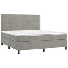 Greatstore Box spring postel s matrací světle šedá 160x200 cm samet