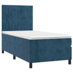 Greatstore Box spring postel s matrací tmavě modrá 90x190 cm samet