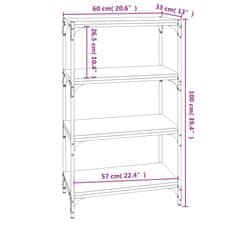 Vidaxl Knihovna dub sonoma 60x33x100 cm kompozitní dřevo a ocel