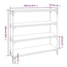 Greatstore Knihovna hnědý dub 100x33x100 cm kompozitní dřevo a ocel