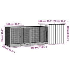 Vidaxl Klec pro kuřata antracitová 300 x 91 x 100 cm pozinkovaná ocel