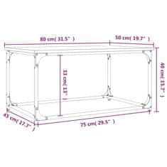 Greatstore Konferenční stolek šedý sonoma 80x50x40 cm kompozit a železo