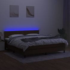 Greatstore Box spring postel s matrací a LED tmavě hnědá 160x200 cm textil