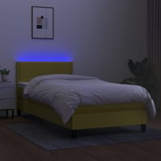 Greatstore Box spring postel s matrací a LED zelená 80 x 200 cm textil