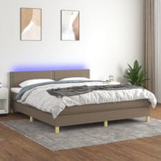 shumee Box spring postel s matrací a LED taupe 180x200 cm textil