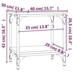 Vidaxl Odkládací stolek šedý sonoma 40 x 30 x 42 cm kompozitní dřevo