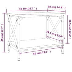 Greatstore Odkládací stolek hnědý dub 55 x 38 x 45 cm kompozitní dřevo