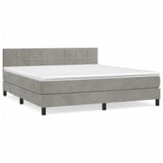 Greatstore Box spring postel s matrací světle šedá 160x200 cm samet