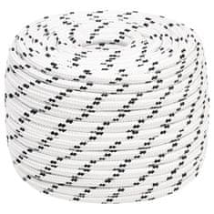 Vidaxl Splétané lodní lano bílé 12 mm x 25 m polyester