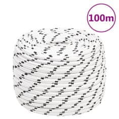 Vidaxl Splétané lodní lano bílé 12 mm x 100 m polyester