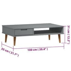 Vidaxl Konferenční stolek šedý 100x55x31 cm masivní borové dřevo
