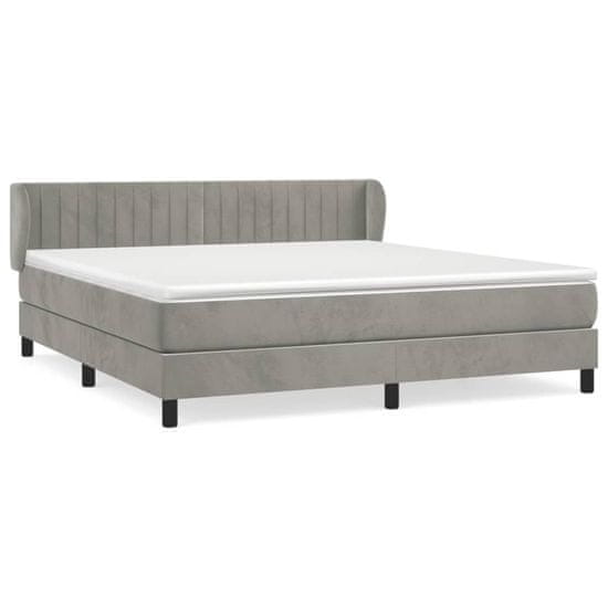 Vidaxl Box spring postel s matrací světle šedá 180x200 cm samet