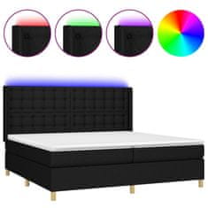 Greatstore Box spring postel s matrací a LED černá 200x200 cm textil