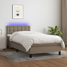 Greatstore Box spring postel s matrací a LED taupe 90x190 cm textil