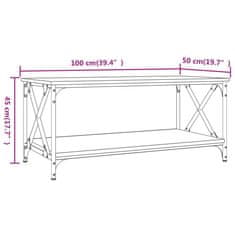 Greatstore Konferenční stolek kouřový dub 100x50x45 cm kompozit a železo