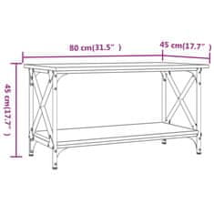 Greatstore Konferenční stolek kouřový dub 80x45x45 cm kompozit a železo