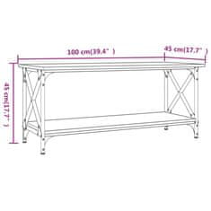 Greatstore Konferenční stolek kouřový dub 100x45x45 cm kompozit a železo