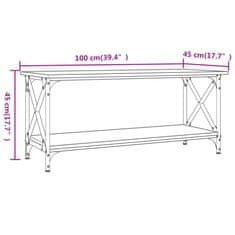 Greatstore Konferenční stolek hnědý dub 100 x 45 x 45 cm kompozit a železo