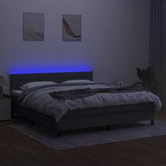 Greatstore Box spring postel s matrací a LED tmavě šedá 180x200 cm textil