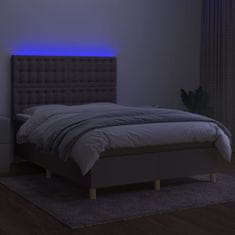 Greatstore Box spring postel s matrací a LED taupe 140x190 cm textil