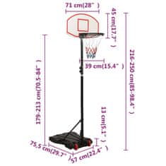 Vidaxl Basketbalový koš bílý 216–250 cm polyethylen